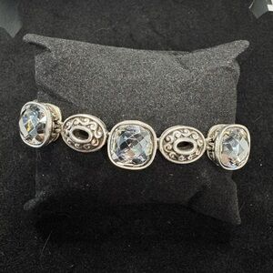 VTG BRIGHTON VENUS RISING Smokey Grey Swarovski Crystals Bracelet 7”-8”